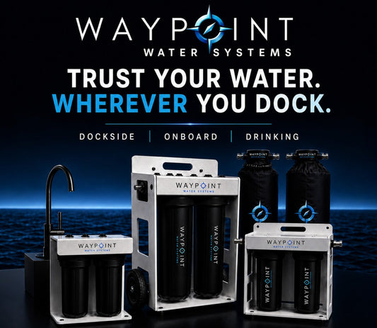 Waypoint boat water filtration system connected to marina water at the dock